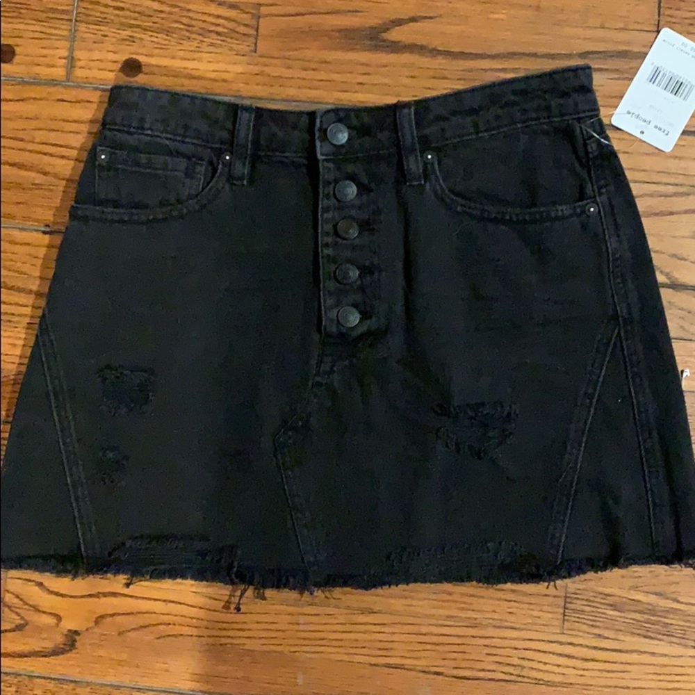 Black denim free people skirt